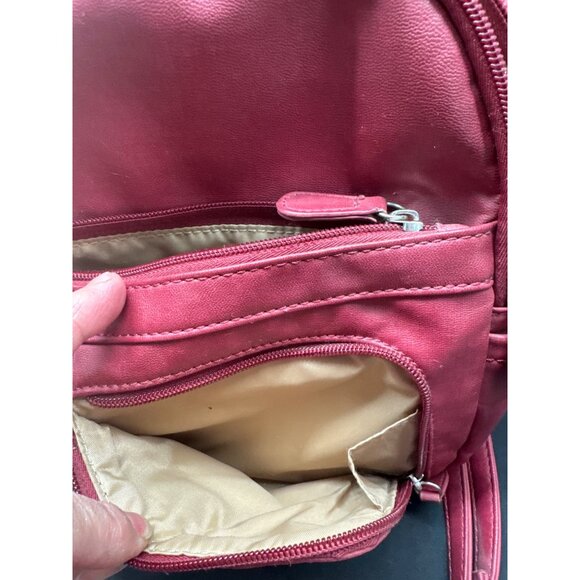 Multisac Red Maroon Faux Leather Mini Backpack Purse - Picture 11 of 16